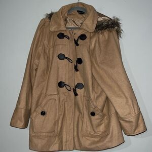 New Look Hooded Toggle Closure Wool Blend Coat 3X